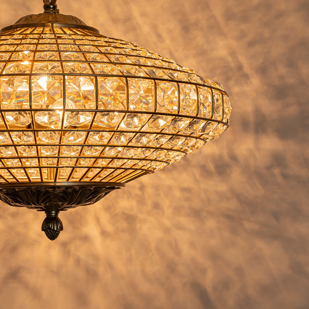 European Court Style Antique Brass Diamond - Shaped Crystal Chandelier - LightfixturesUAE