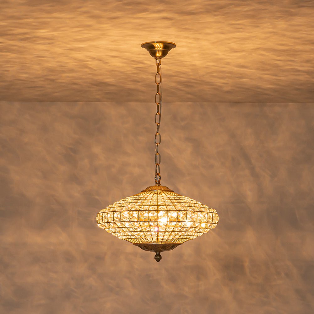 European Court Style Antique Brass Diamond - Shaped Crystal Chandelier - LightfixturesUAE