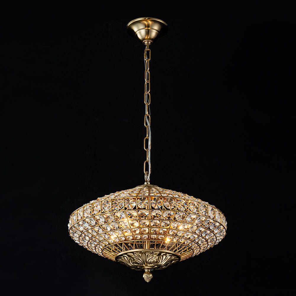 European Court Style Antique Brass Diamond - Shaped Crystal Chandelier - LightfixturesUAE