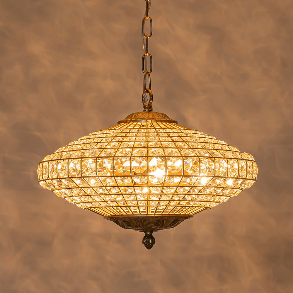 European Court Style Antique Brass Diamond - Shaped Crystal Chandelier - LightfixturesUAE
