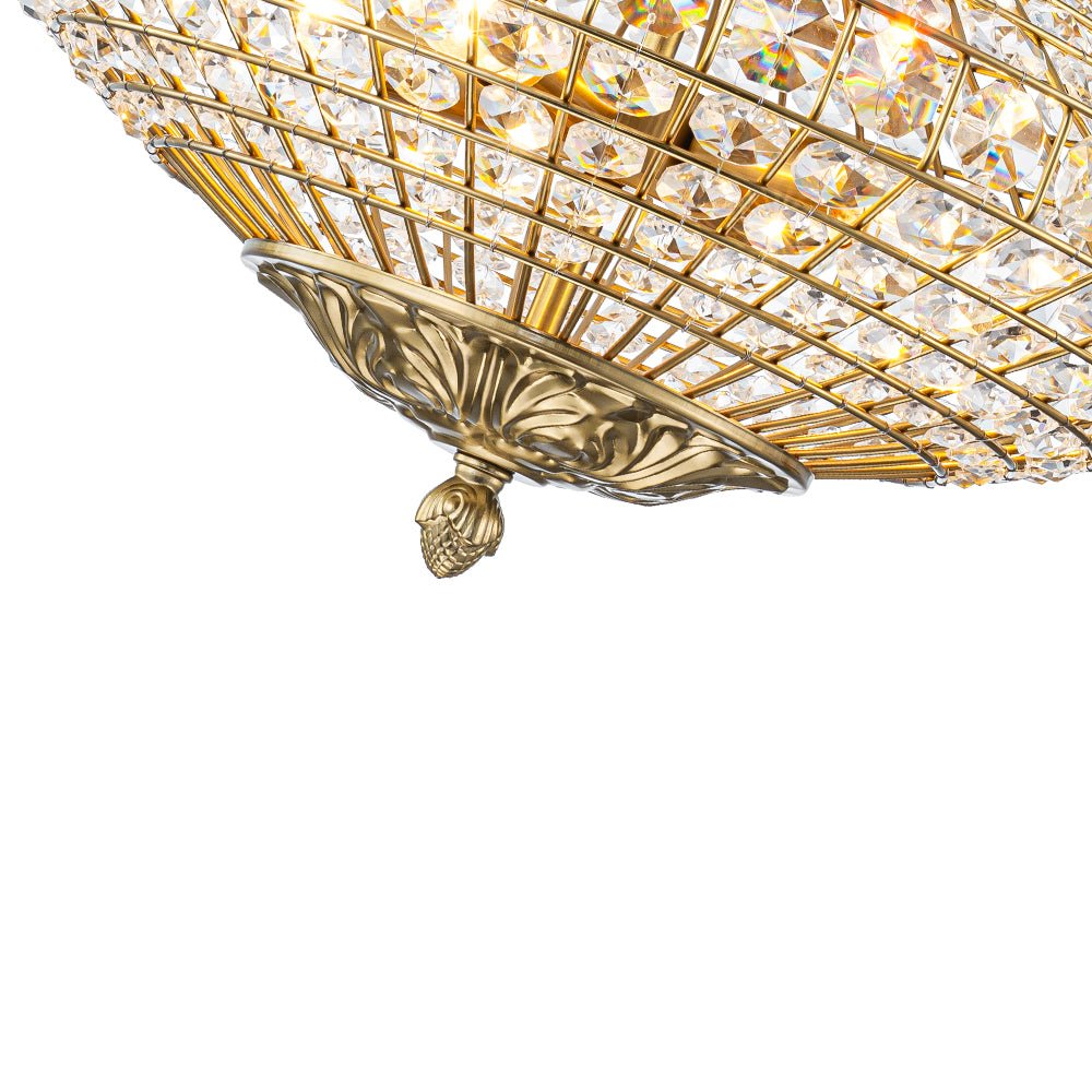 European Court Style Antique Brass Diamond - Shaped Crystal Chandelier - LightfixturesUAE