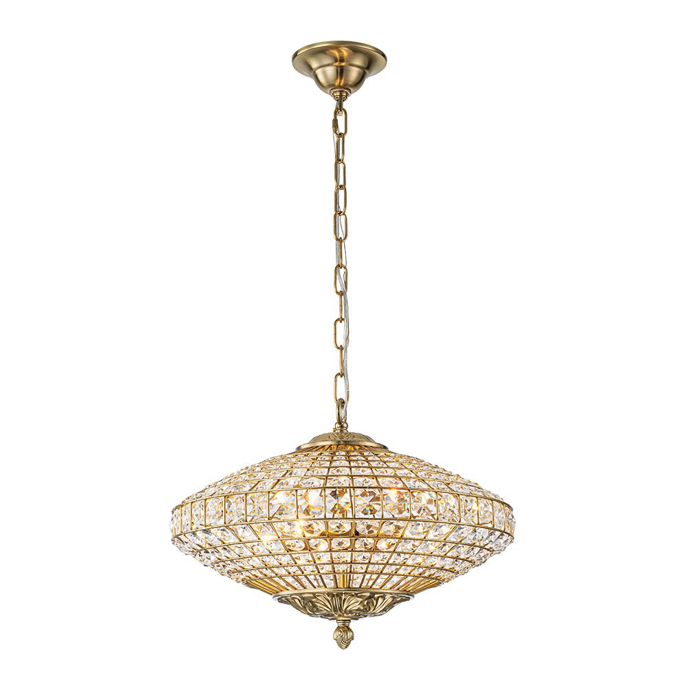 European Court Style Antique Brass Diamond - Shaped Crystal Chandelier - LightfixturesUAE