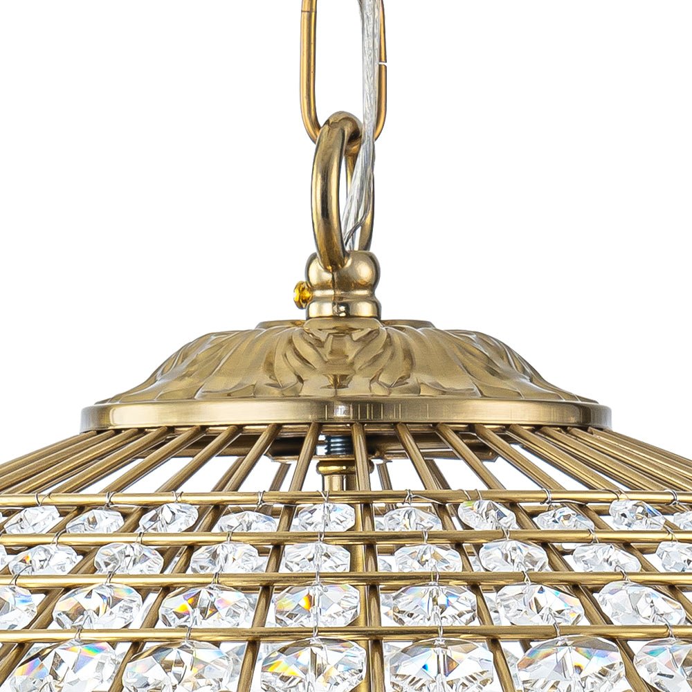European Court Style Antique Brass Diamond - Shaped Crystal Chandelier - LightfixturesUAE