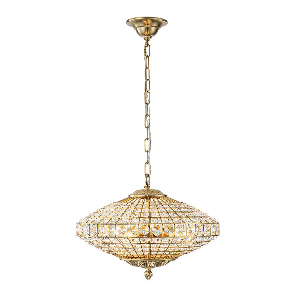 European Court Style Antique Brass Diamond - Shaped Crystal Chandelier - LightfixturesUAE