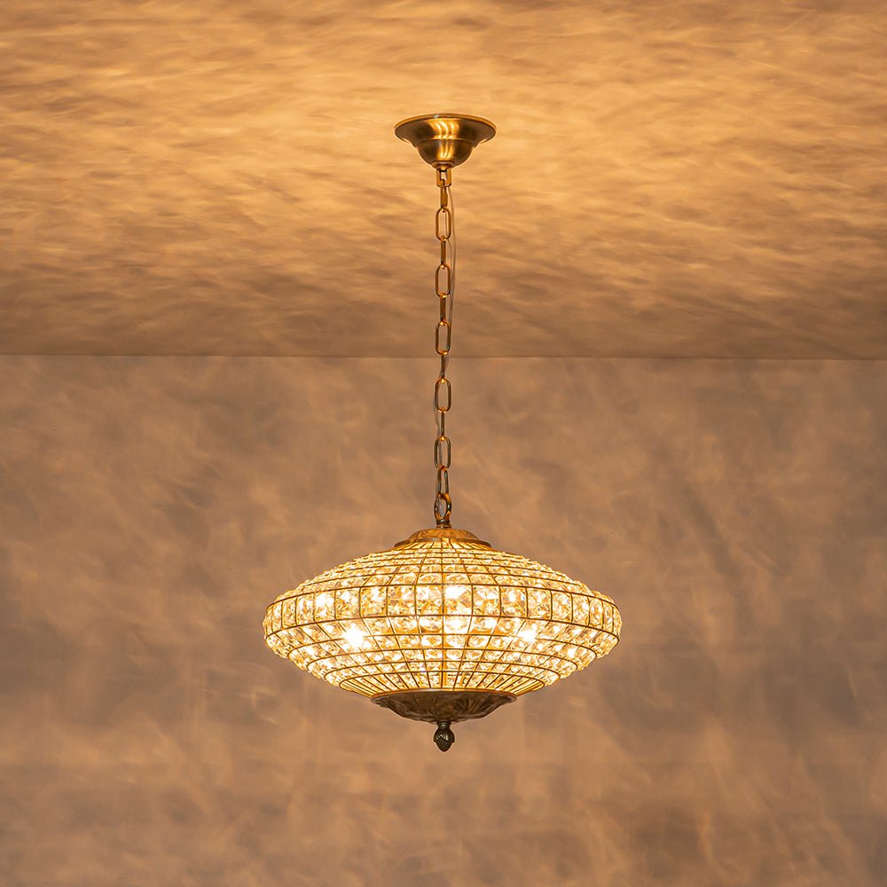 European Court Style Antique Brass Diamond - Shaped Crystal Chandelier - LightfixturesUAE