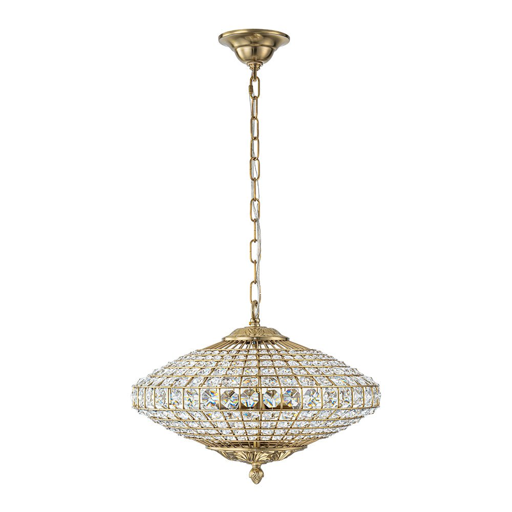 European Court Style Antique Brass Diamond - Shaped Crystal Chandelier - LightfixturesUAE
