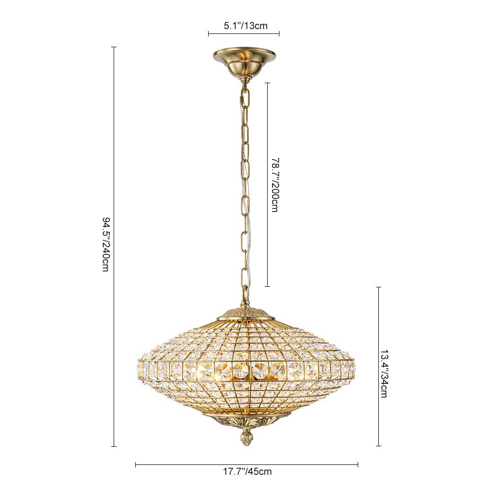 European Court Style Antique Brass Diamond - Shaped Crystal Chandelier - LightfixturesUAE