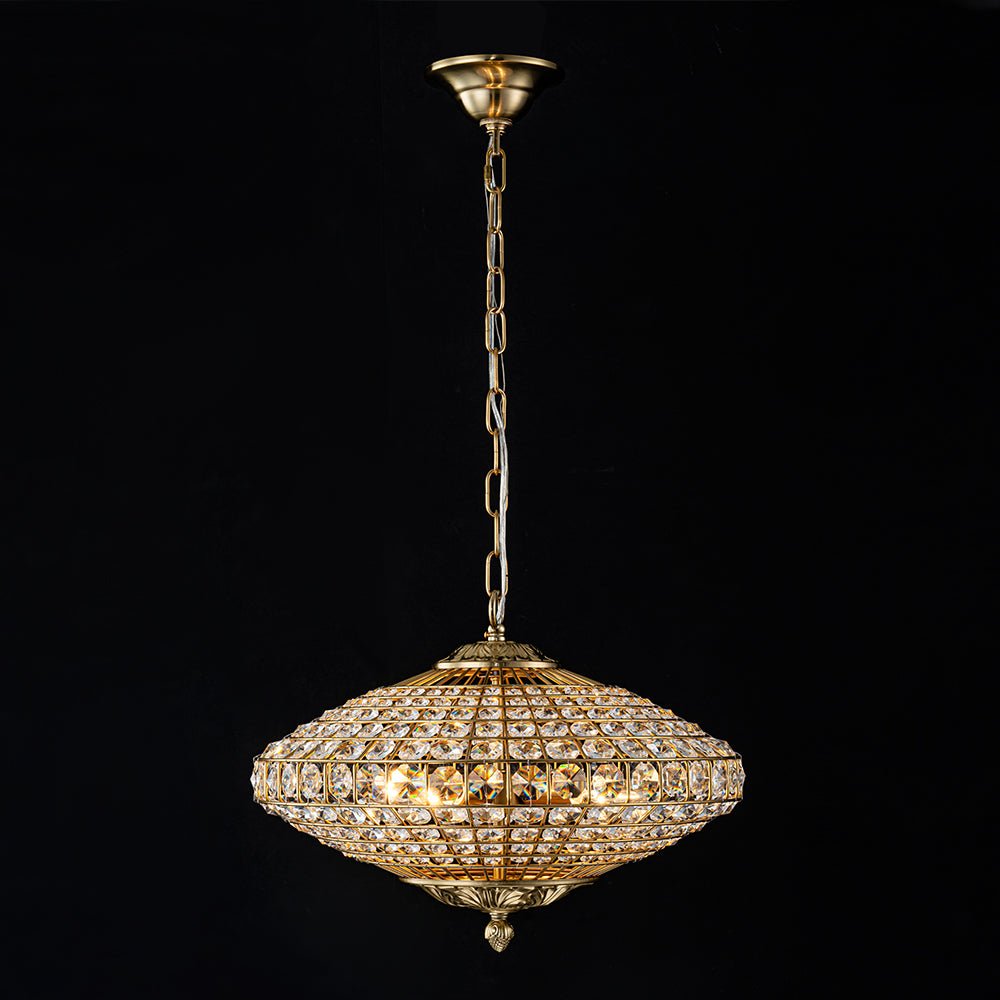 European Court Style Antique Brass Diamond - Shaped Crystal Chandelier - LightfixturesUAE