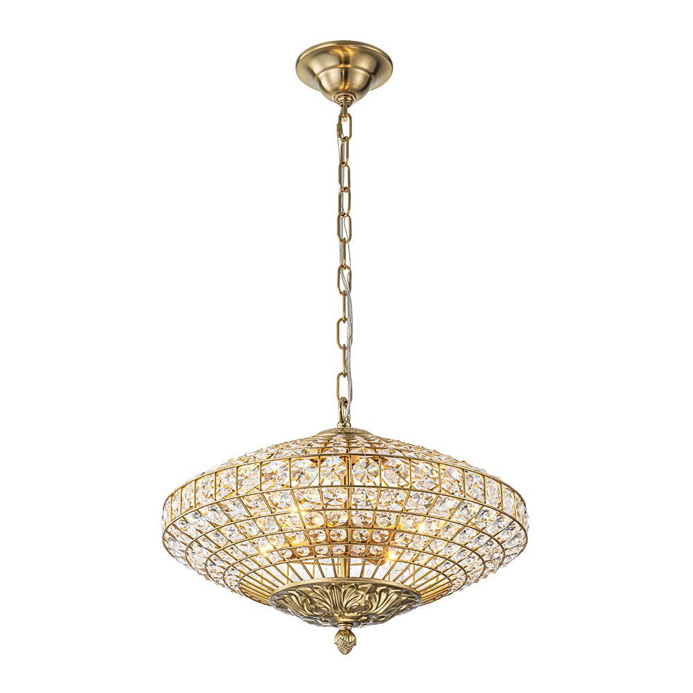 European Court Style Antique Brass Diamond - Shaped Crystal Chandelier - LightfixturesUAE
