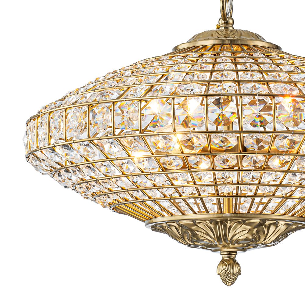 European Court Style Antique Brass Diamond - Shaped Crystal Chandelier - LightfixturesUAE