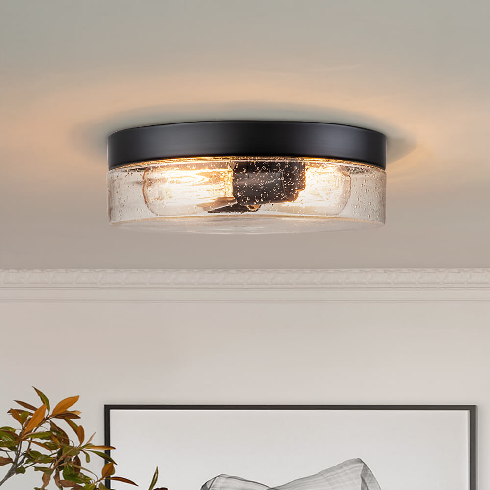 Farmhouse 2 - Light Seeded Glass Flush Mount Ceiling Light - LightfixturesUAE