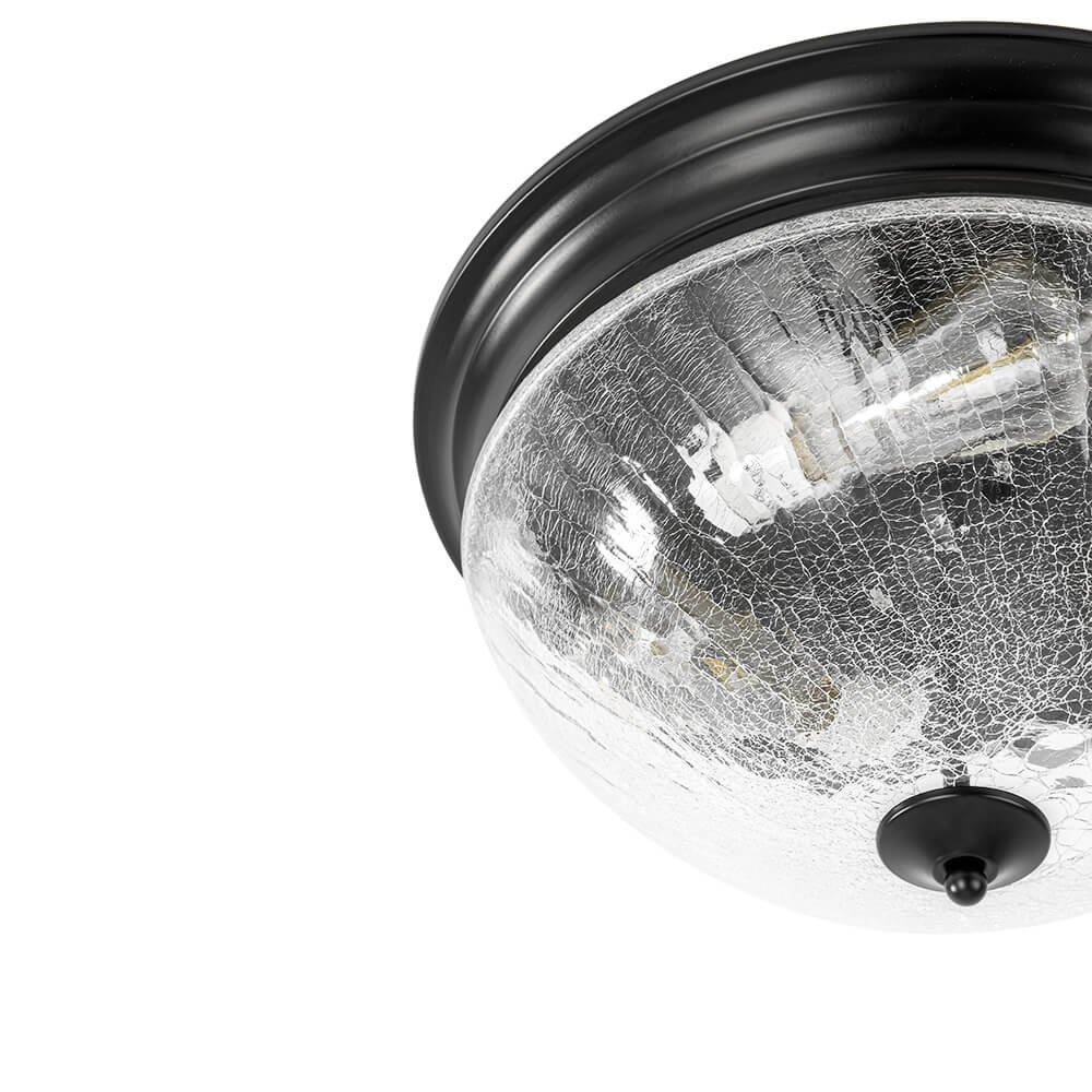 Farmhouse 3 - Light Mushroom Crackled Glass Flush Mount Ceiling Light - LightfixturesUAE
