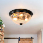 Farmhouse 3 - Light Mushroom Crackled Glass Flush Mount Ceiling Light - LightfixturesUAE