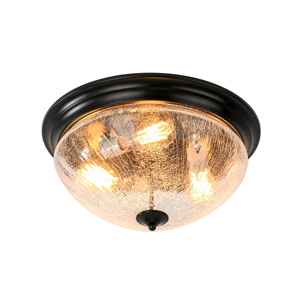 Farmhouse 3 - Light Mushroom Crackled Glass Flush Mount Ceiling Light - LightfixturesUAE