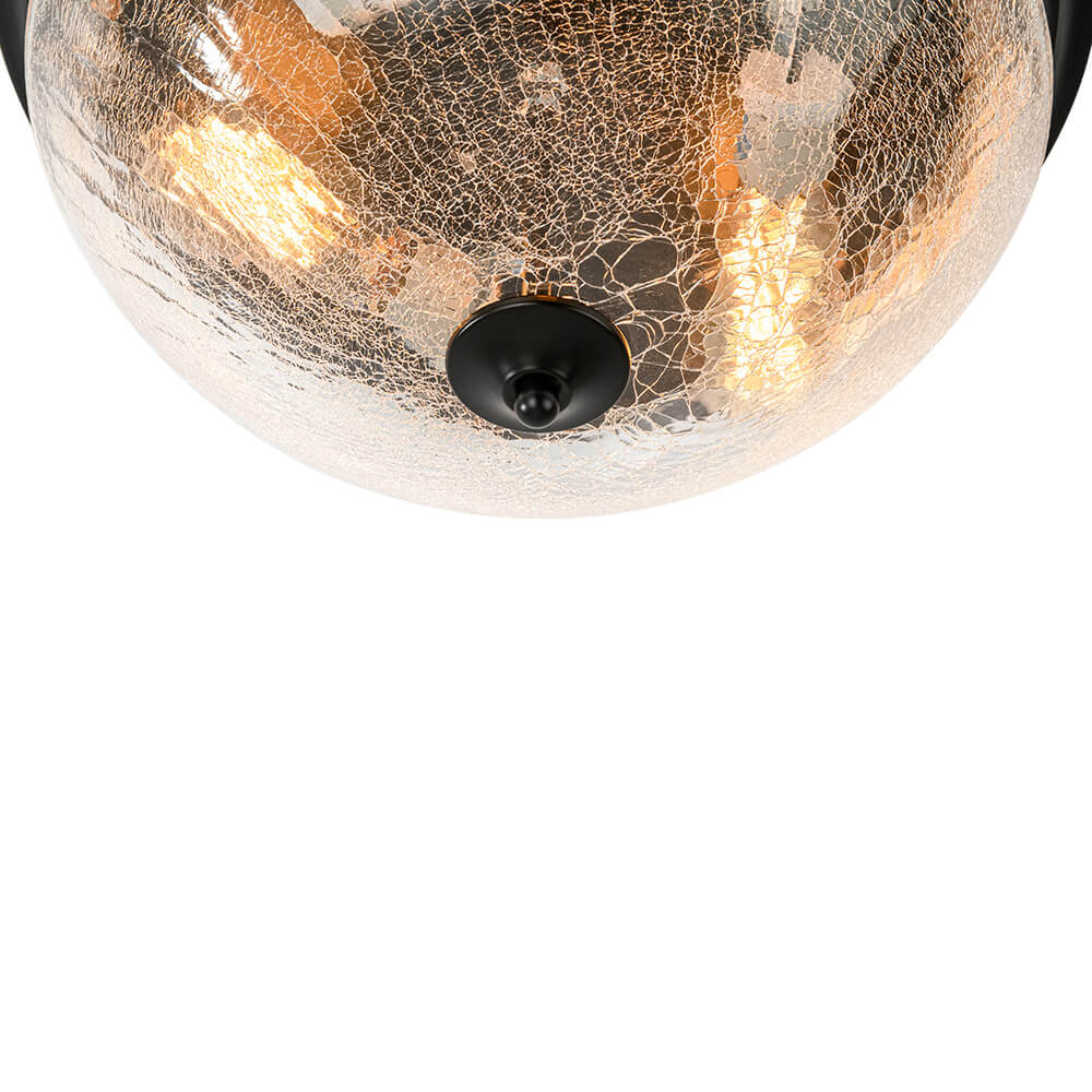 Farmhouse 3 - Light Mushroom Crackled Glass Flush Mount Ceiling Light - LightfixturesUAE
