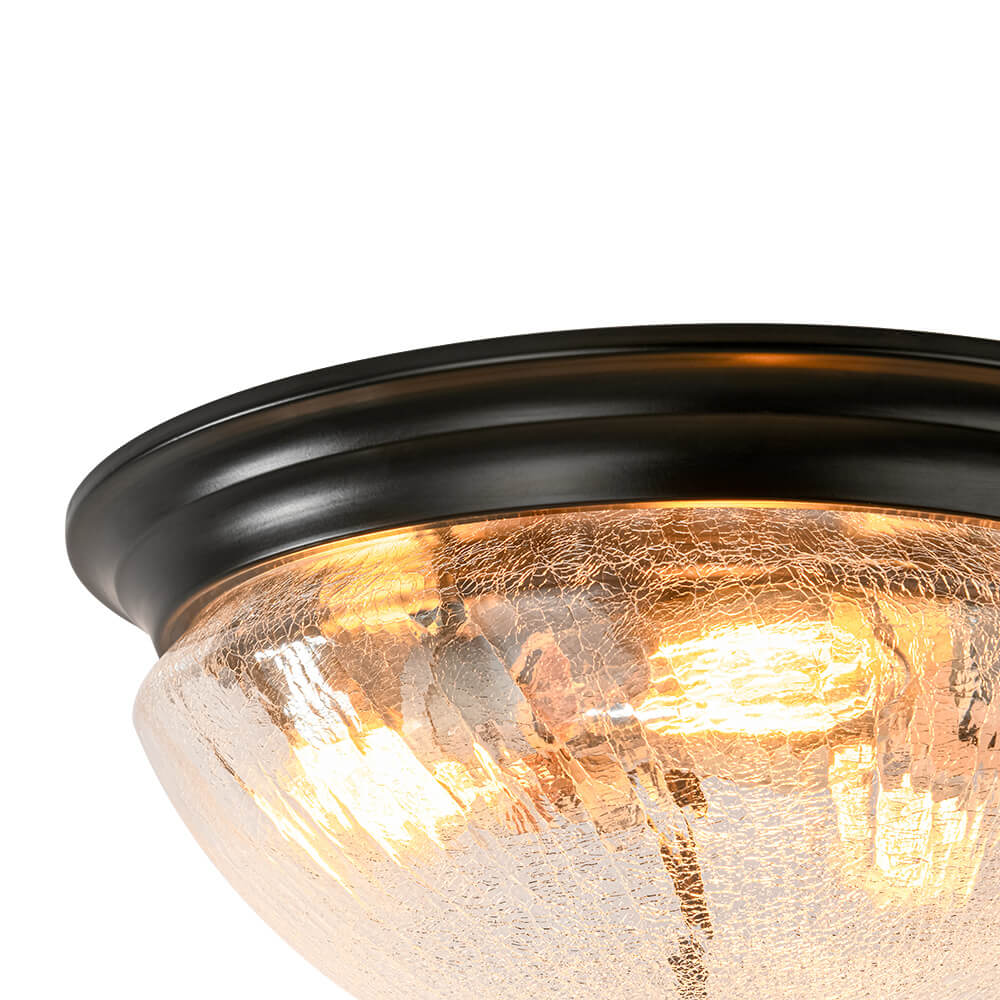Farmhouse 3 - Light Mushroom Crackled Glass Flush Mount Ceiling Light - LightfixturesUAE