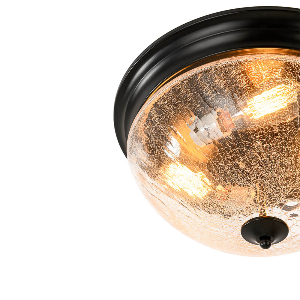 Farmhouse 3 - Light Mushroom Crackled Glass Flush Mount Ceiling Light - LightfixturesUAE