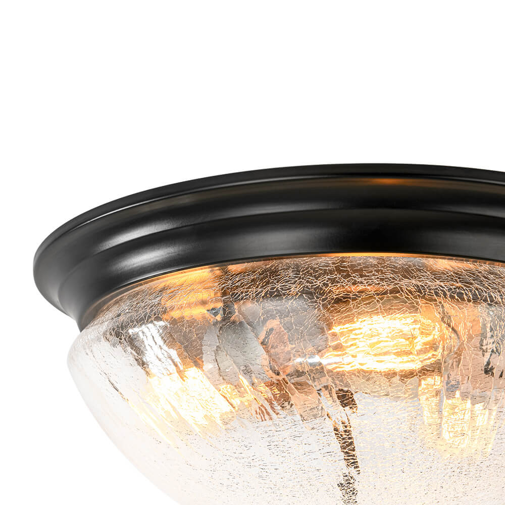 Farmhouse 3 - Light Mushroom Crackled Glass Flush Mount Ceiling Light - LightfixturesUAE