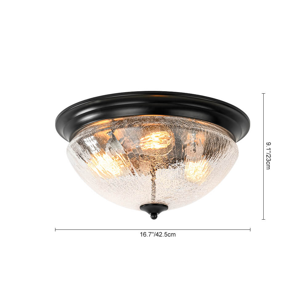 Farmhouse 3 - Light Mushroom Crackled Glass Flush Mount Ceiling Light - LightfixturesUAE