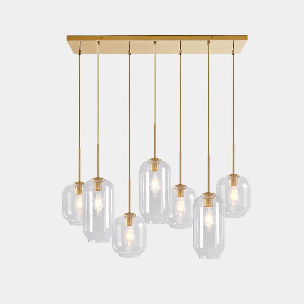 Glam 7 - Light Linear Cylinder Globes Chandelier - LightfixturesUAE