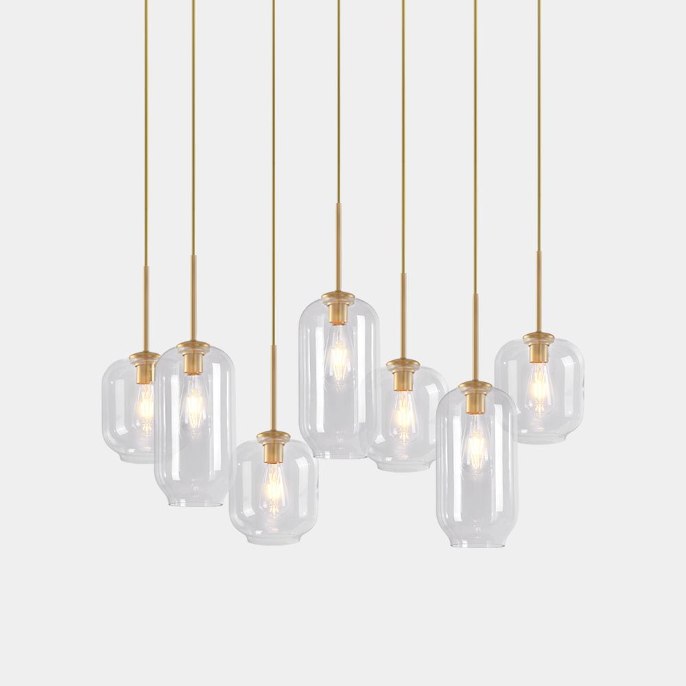 Glam 7 - Light Linear Cylinder Globes Chandelier - LightfixturesUAE
