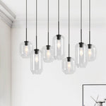 Glam 7 - Light Linear Cylinder Globes Chandelier - LightfixturesUAE