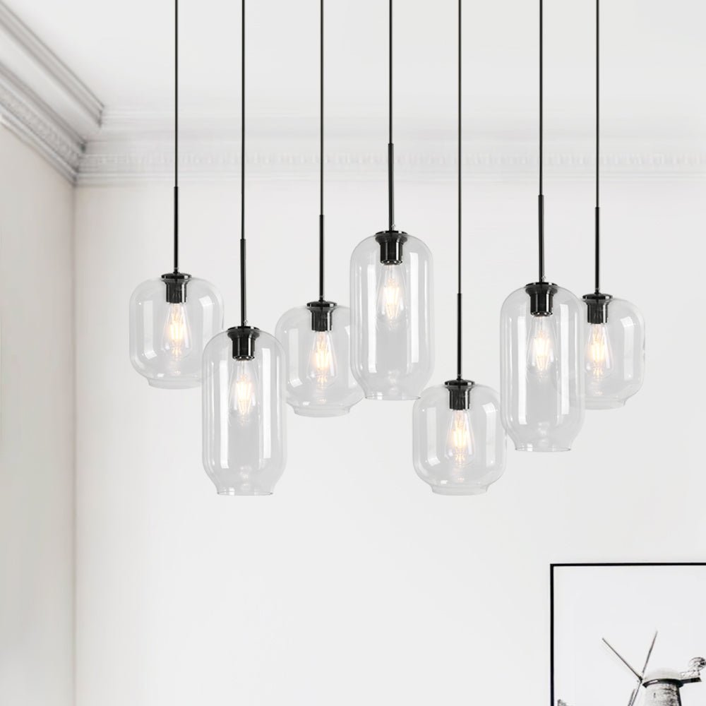 Glam 7 - Light Linear Cylinder Globes Chandelier - LightfixturesUAE