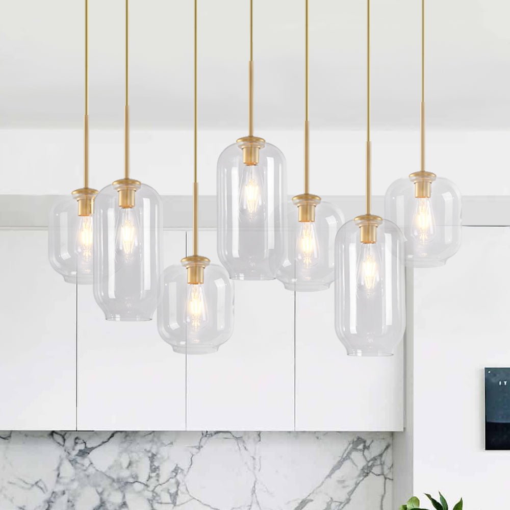 Glam 7 - Light Linear Cylinder Globes Chandelier - LightfixturesUAE