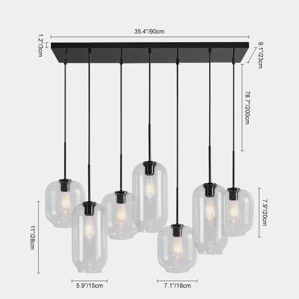 Glam 7 - Light Linear Cylinder Globes Chandelier - LightfixturesUAE