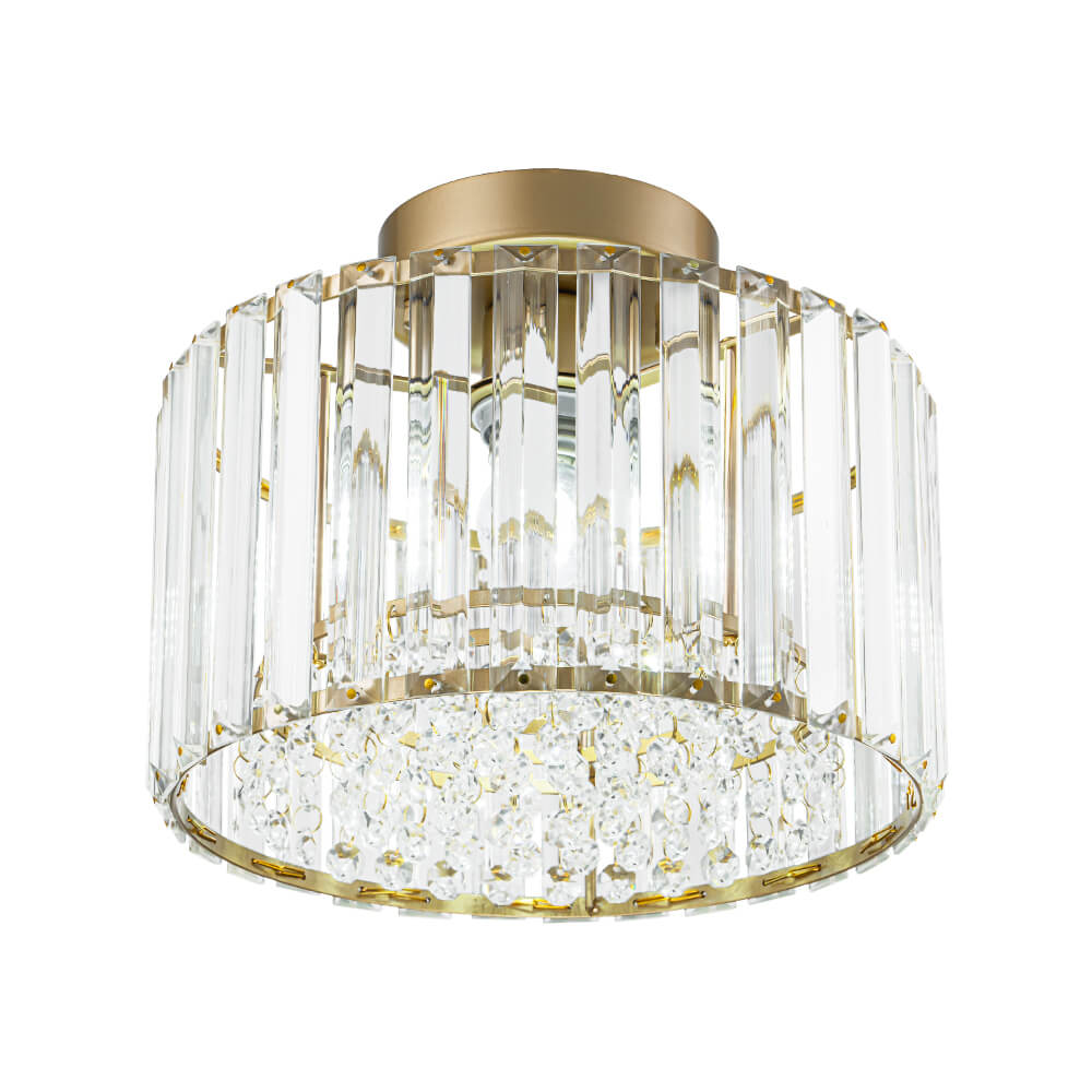 Glam Single Light Round Crystal Flush Mount Ceiling Light - LightfixturesUAE