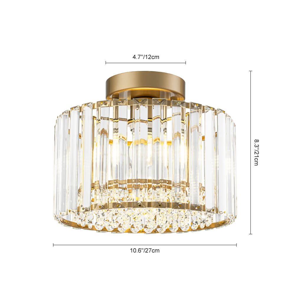 Glam Single Light Round Crystal Flush Mount Ceiling Light - LightfixturesUAE