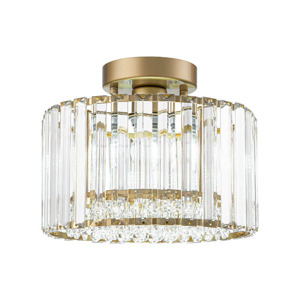 Glam Single Light Round Crystal Flush Mount Ceiling Light - LightfixturesUAE