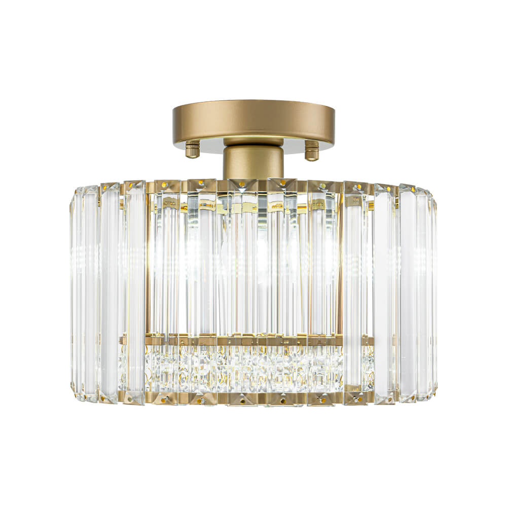 Glam Single Light Round Crystal Flush Mount Ceiling Light - LightfixturesUAE