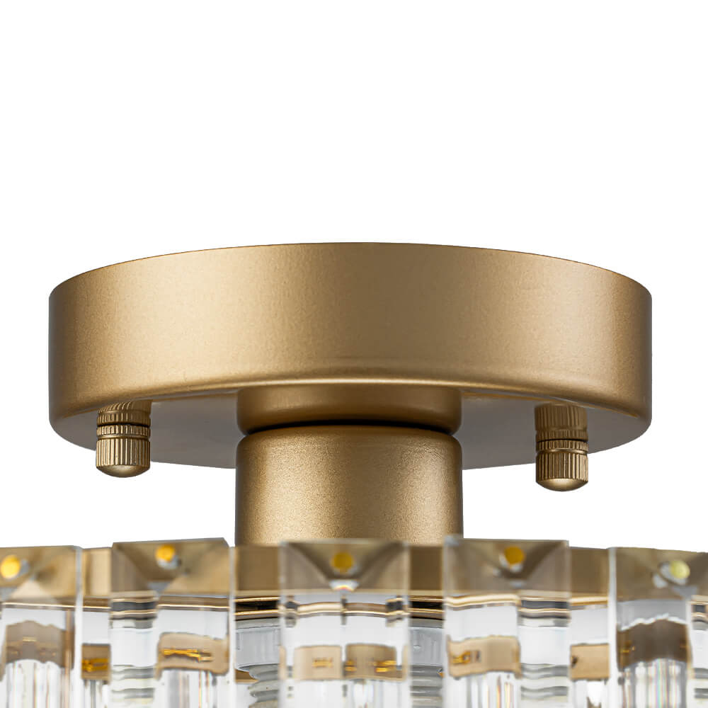 Glam Single Light Round Crystal Flush Mount Ceiling Light - LightfixturesUAE