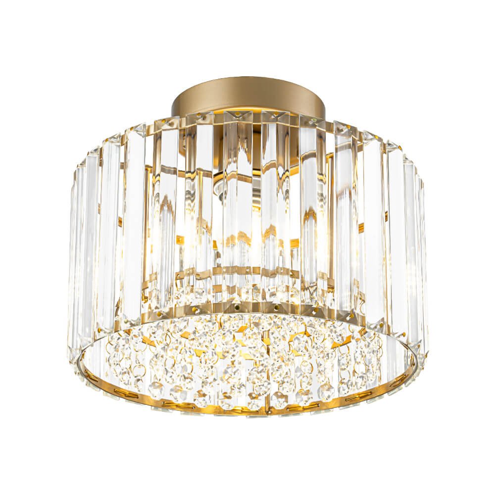 Glam Single Light Round Crystal Flush Mount Ceiling Light - LightfixturesUAE