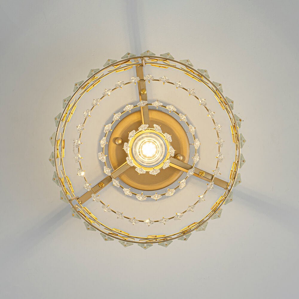 Glam Single Light Round Crystal Flush Mount Ceiling Light - LightfixturesUAE