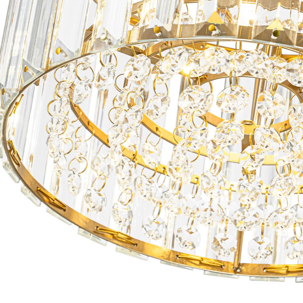 Glam Single Light Round Crystal Flush Mount Ceiling Light - LightfixturesUAE