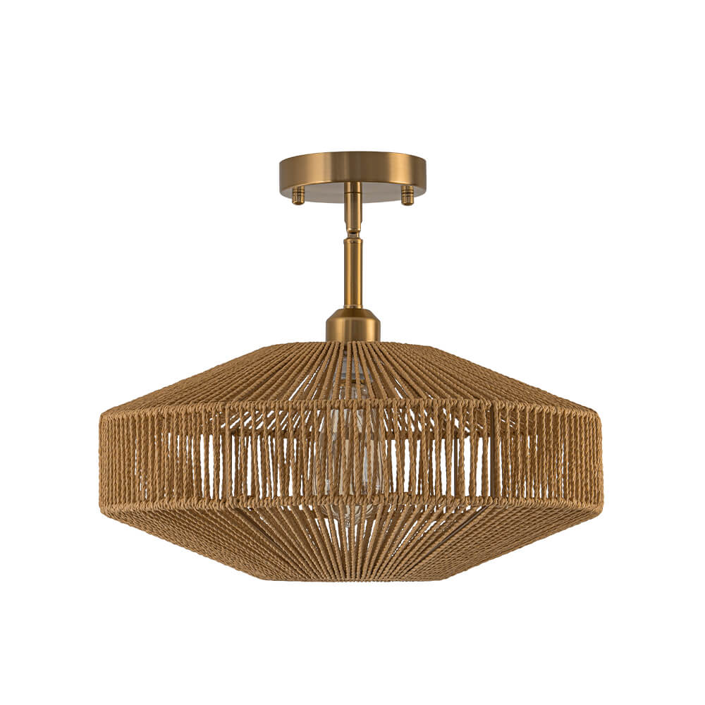 Hand - Woven Bohemian Single Light Semi Flush Mount - LightfixturesUAE