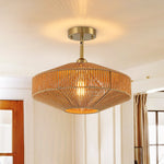 Hand - Woven Bohemian Single Light Semi Flush Mount - LightfixturesUAE