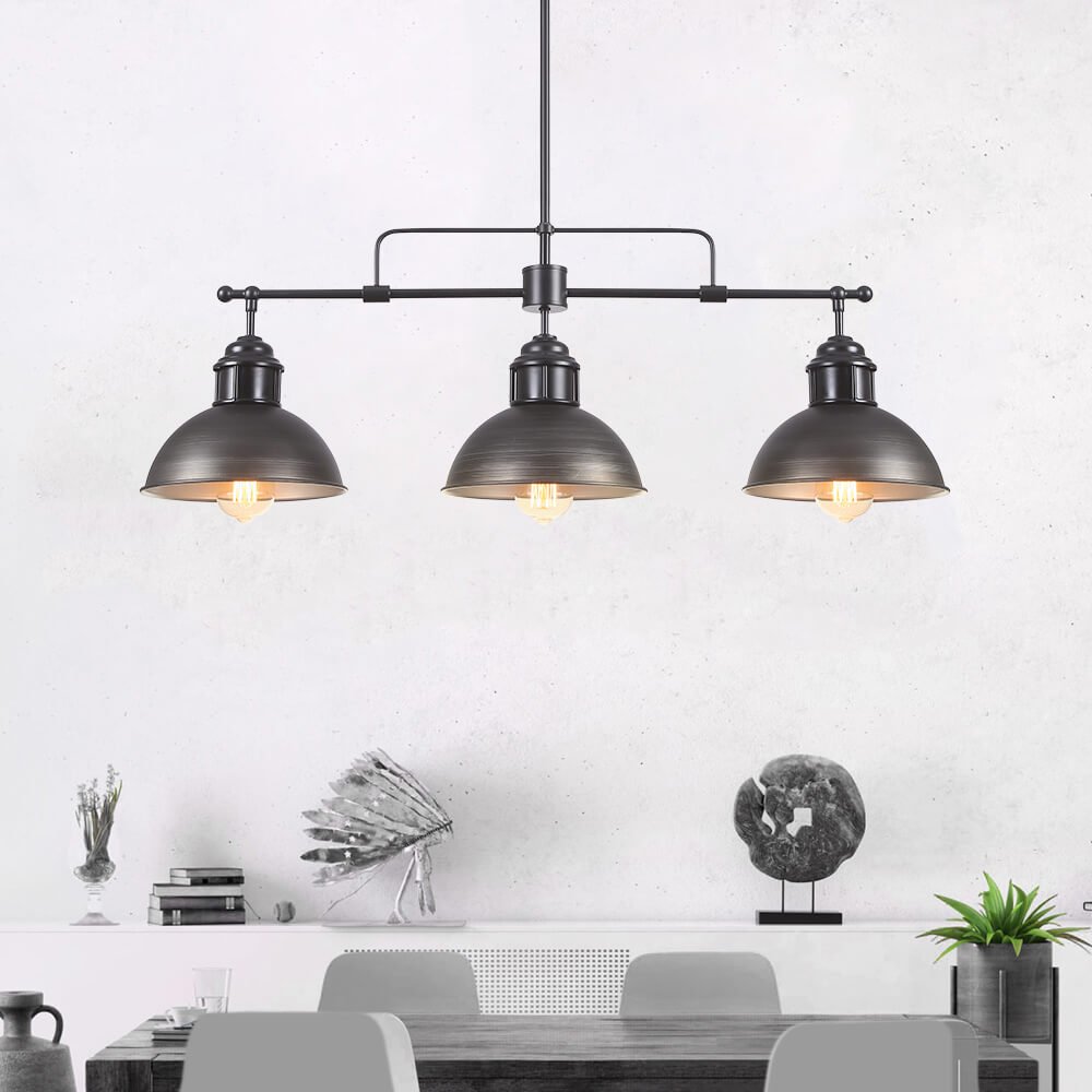 Industrial 3 - Light Linear Dome Pendant Lighting - LightfixturesUAE