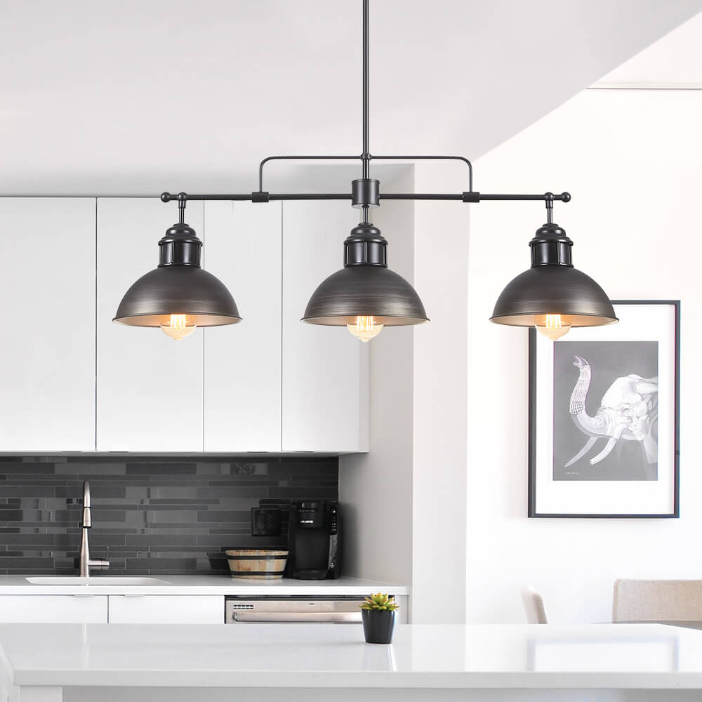 Industrial 3 - Light Linear Dome Pendant Lighting - LightfixturesUAE
