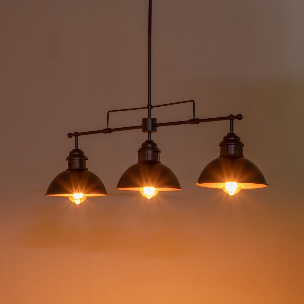 Industrial 3 - Light Linear Dome Pendant Lighting - LightfixturesUAE