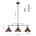 Industrial 3 - Light Linear Dome Pendant Lighting - LightfixturesUAE