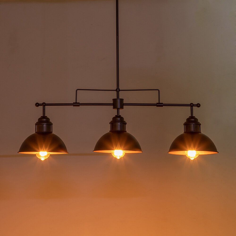 Industrial 3 - Light Linear Dome Pendant Lighting - LightfixturesUAE