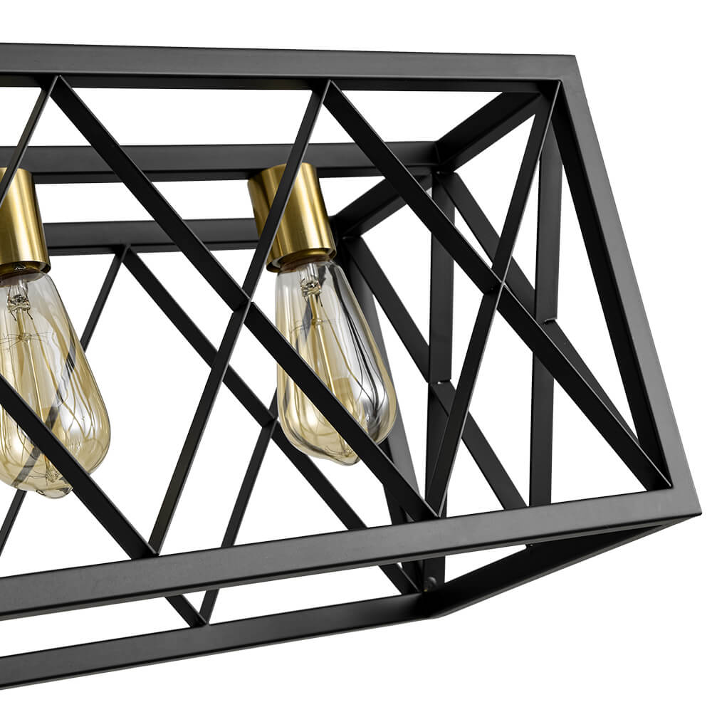 Industrial 5 - Light Rectangular Kitchen Island Chandelier Pendant Light - LightfixturesUAE