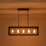 Industrial 5 - Light Rectangular Kitchen Island Chandelier Pendant Light - LightfixturesUAE