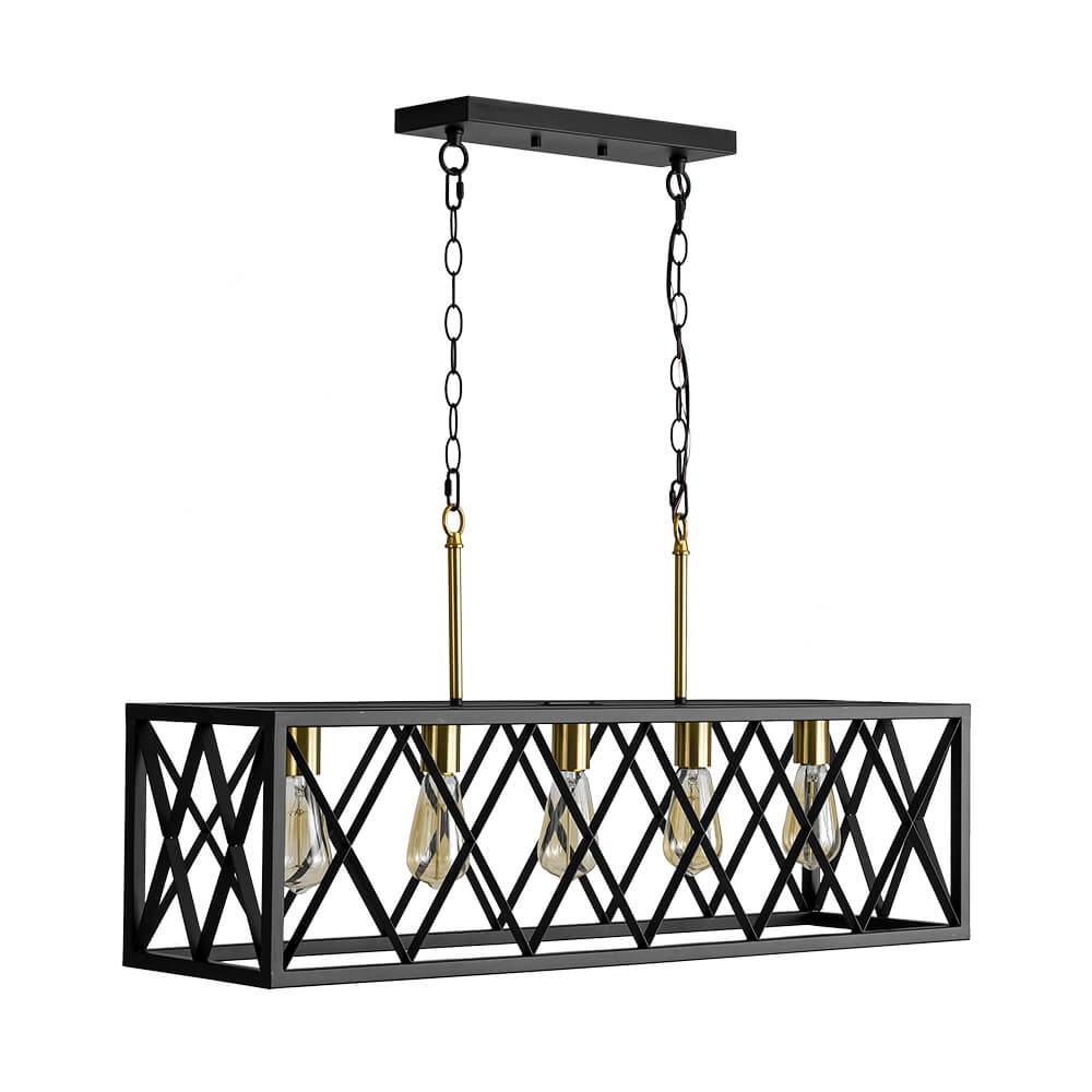Industrial 5 - Light Rectangular Kitchen Island Chandelier Pendant Light - LightfixturesUAE