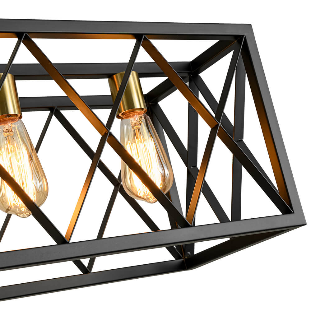 Industrial 5 - Light Rectangular Kitchen Island Chandelier Pendant Light - LightfixturesUAE
