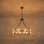 Industrial 8 - Light Round Handcrafted Water - Textured Glass Chandelier - LightfixturesUAE