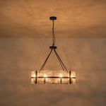 Industrial 8 - Light Round Handcrafted Water - Textured Glass Chandelier - LightfixturesUAE